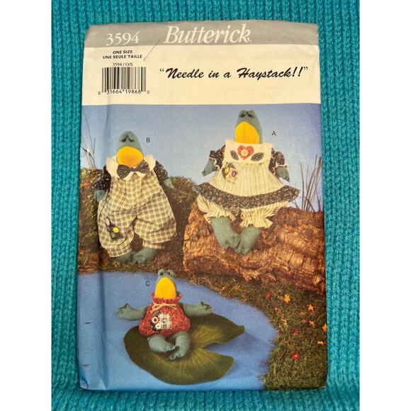 Butterick 3594 Country Frogs plush decorative sewing pattern - Picture 1 of 5
